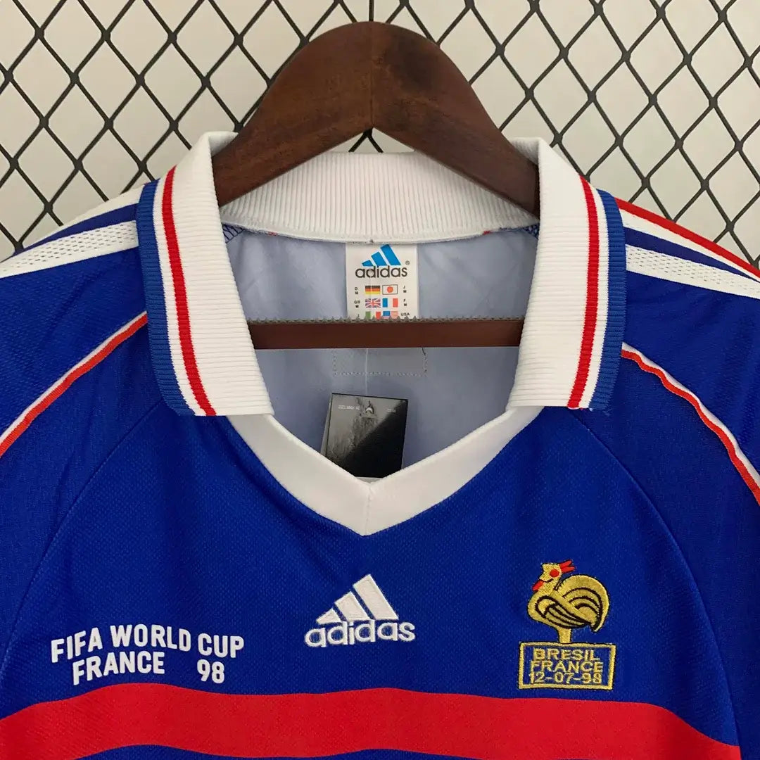 1998 Vintage Long Sleeve France Home Football Jersey 1:1 Thai Quality