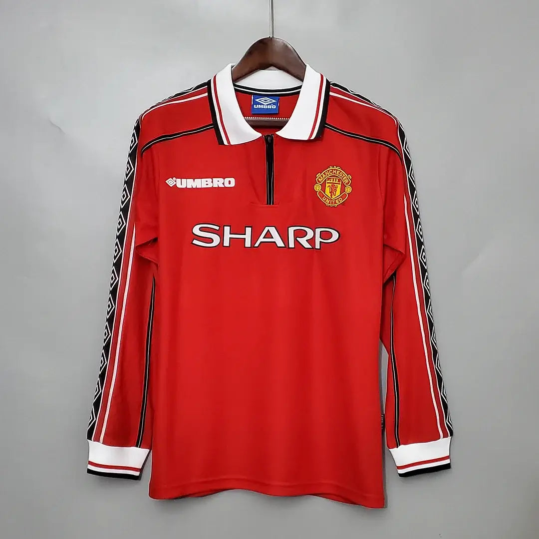 1998-1999 Retro Long Sleeve Manchester United Home Football Jersey 1:1 Thai Quality