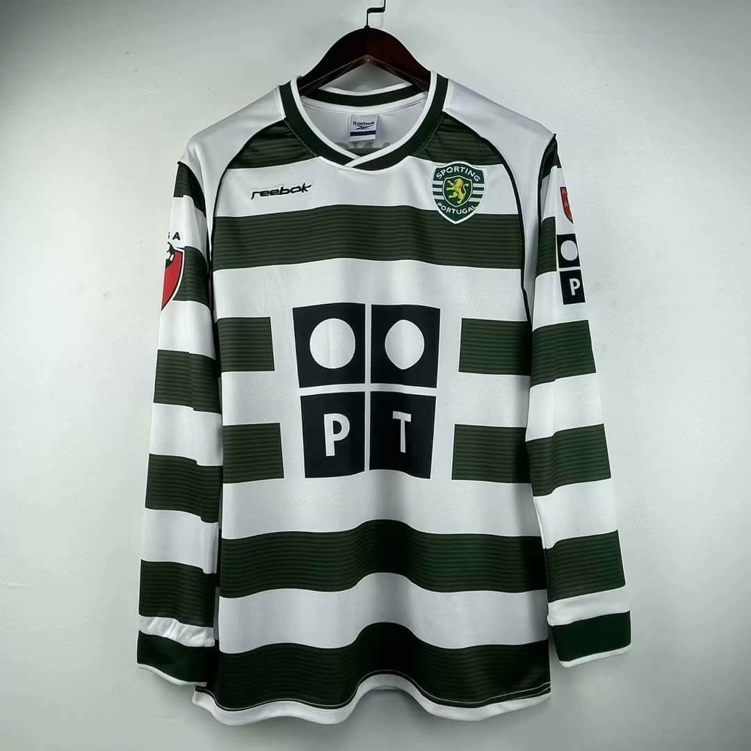 2002/2003 Retro Long Sleeve Sporting Lisbon Home Football Jersey 1:1 Thai Quality