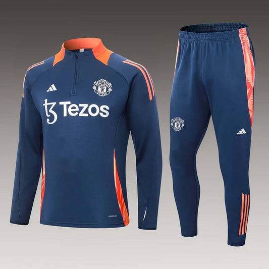 2024/2025 Manchester United half-length training suit royal blue football jersey 1:1 Thailand quality suit