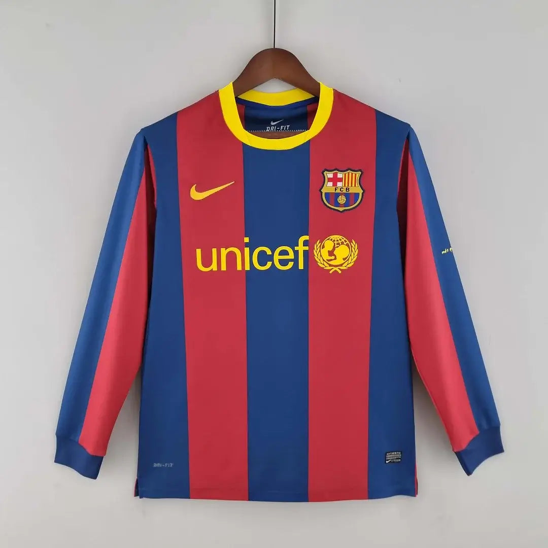 2010/2011 Retro Long Sleeve Barcelona Home Football Jersey 1:1 Thai Quality