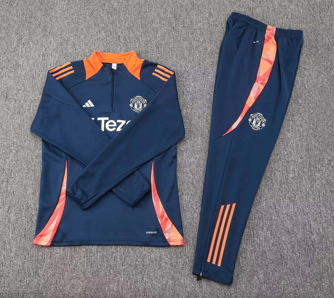 2024/2025 Manchester United half-length training suit royal blue football jersey 1:1 Thailand quality suit