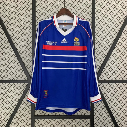 1998 Vintage Long Sleeve France Home Football Jersey 1:1 Thai Quality