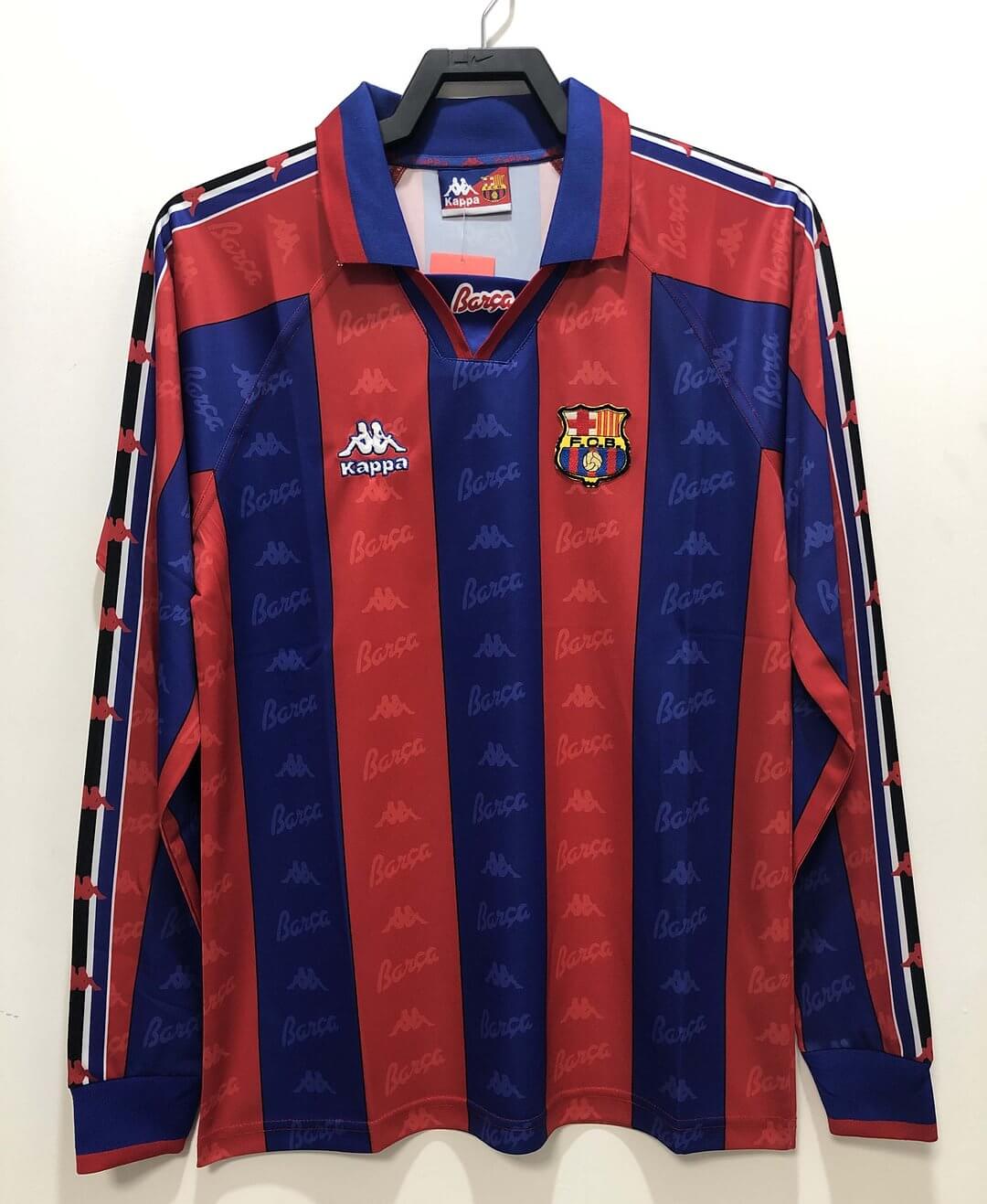 1996/1997 Vintage Long Sleeve Barcelona Football Jersey Home Champions League 1:1 Thailand Quality