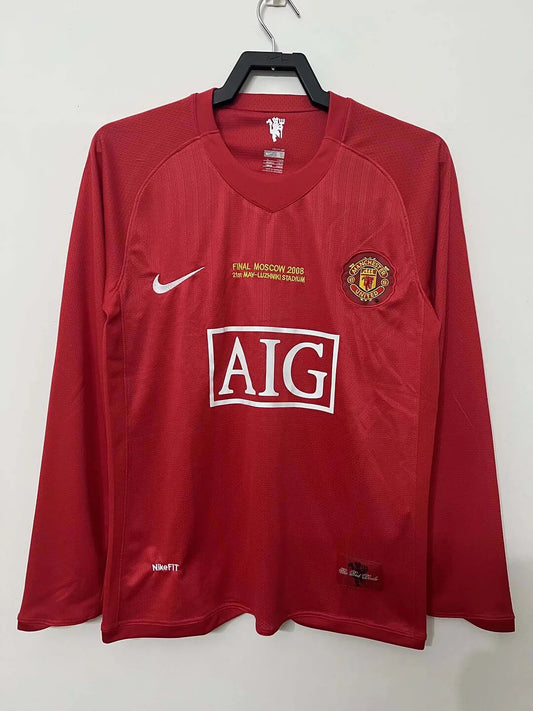 2007-2008 Retro Long Sleeve Manchester United Home Football Jersey 1:1 Thai Quality