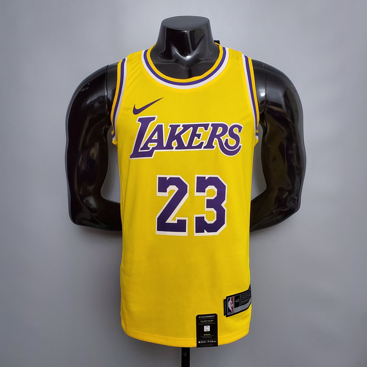 New James #23 Lakers Round neck yellow NBA jersey Size:XS-XXL