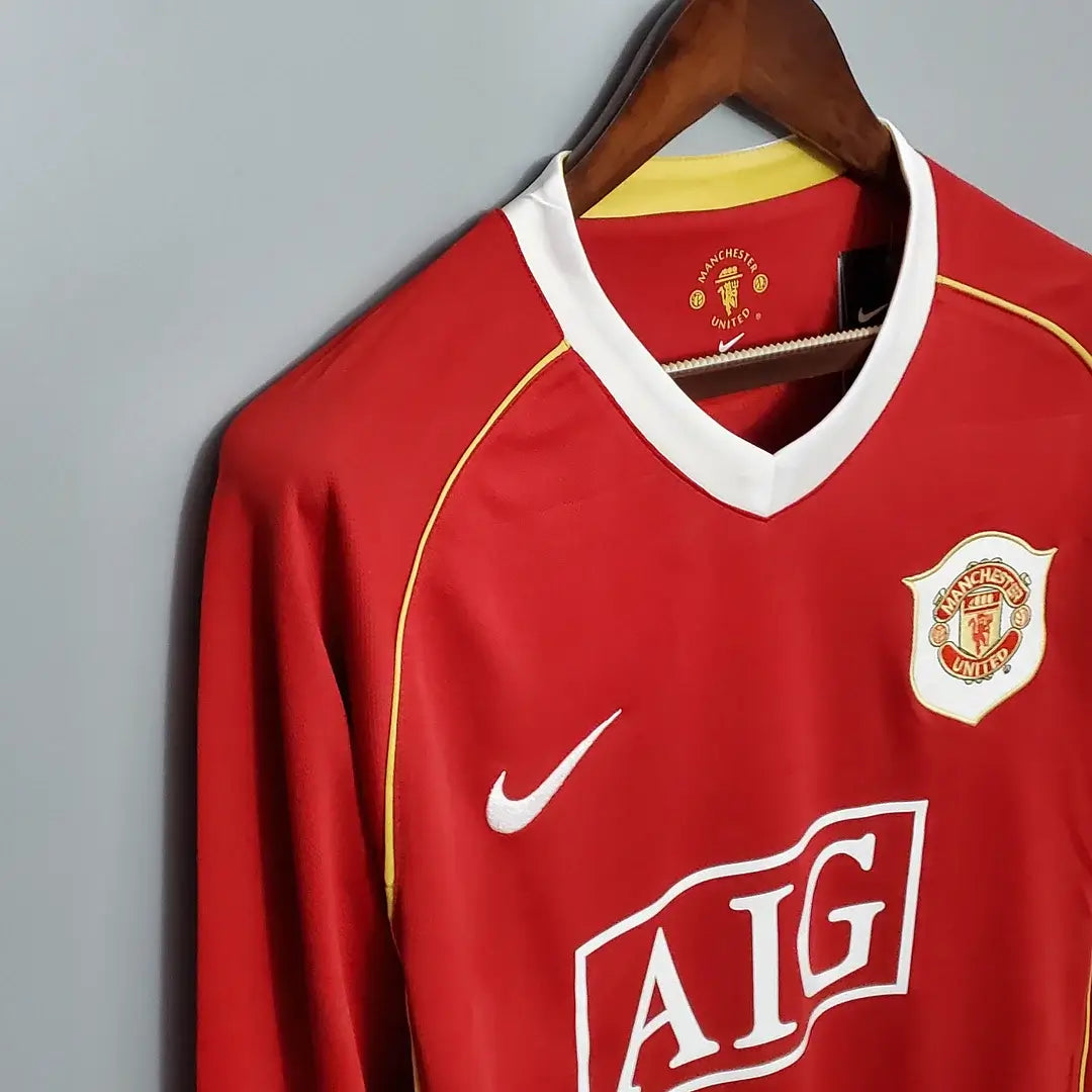 2006-2007 Retro Long Sleeve Manchester United Home Football Jersey 1:1 Thai Quality