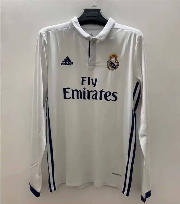 2016/2017 Retro Long Sleeve Real Madrid Home Football Jersey 1:1 Thai Quality